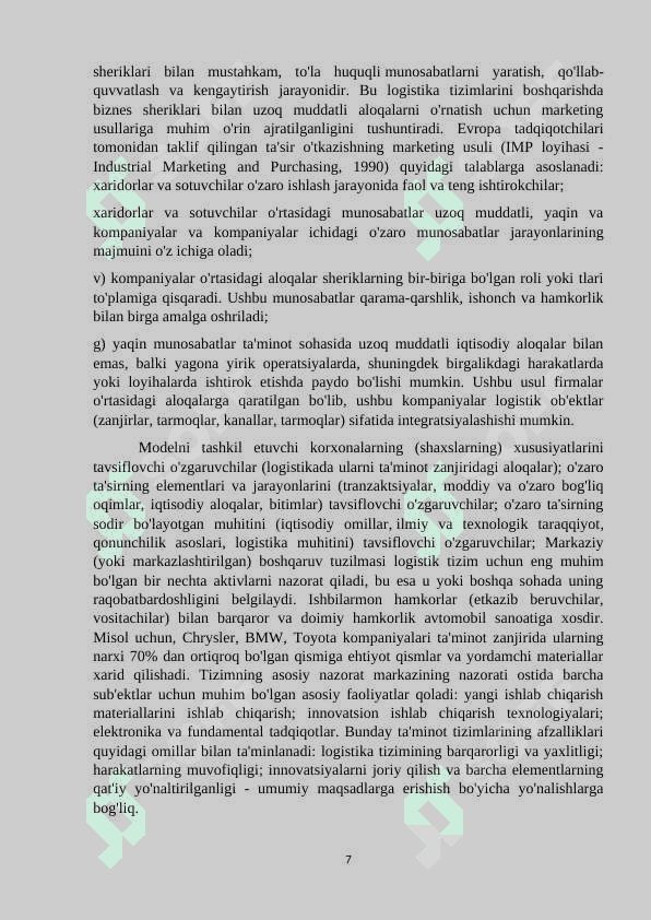 Logistika servis tizimini shakllantirish 7