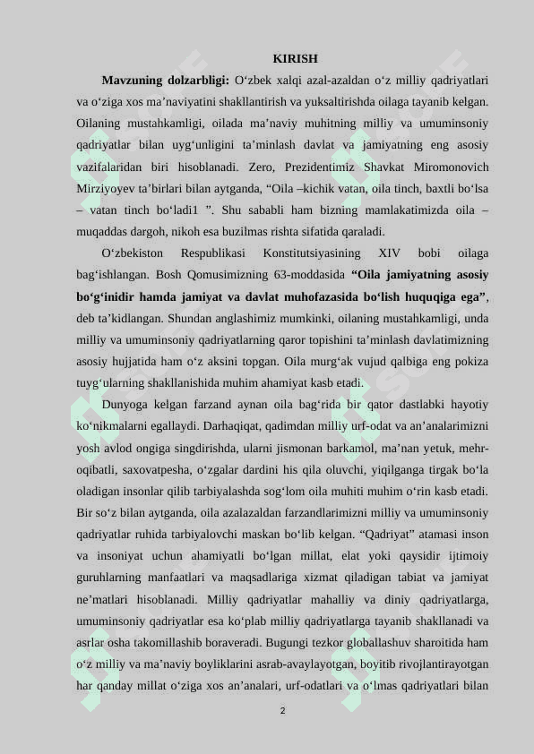 Oilaviy an’analar, qadriyatlar tahlili 2