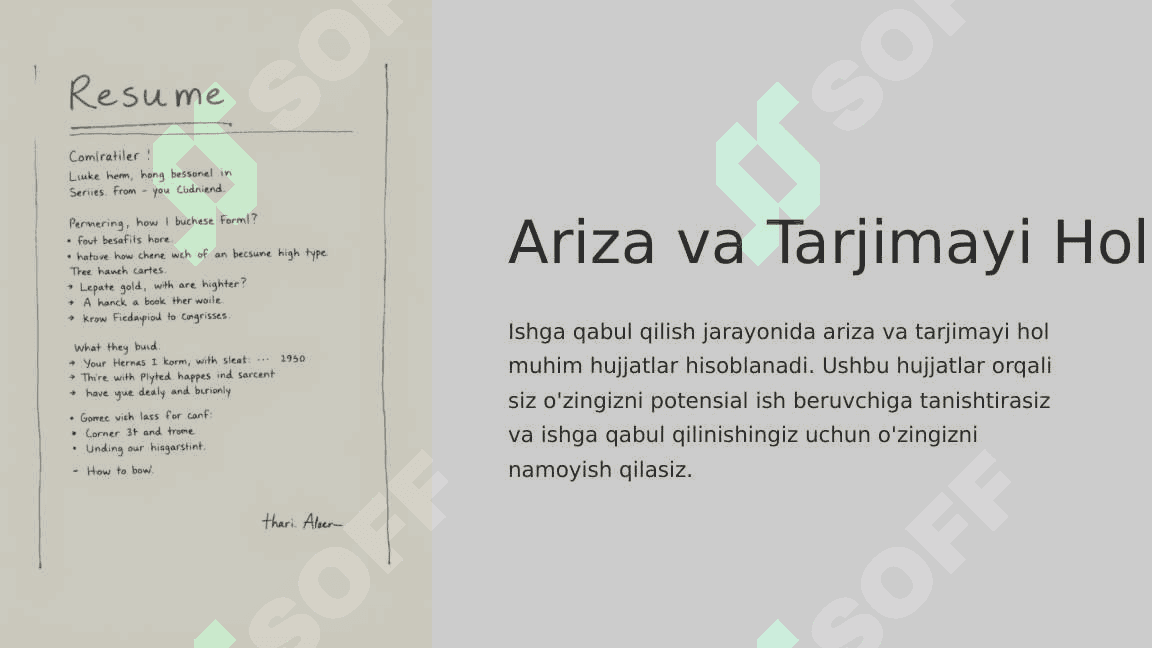 Ariza va tarjimayi holning zaruriy qismlari va yozish namunalari.Tushuntirish xati, bildirishnoma, xizmat xatining yozilish tartibi va namunasi_3 3