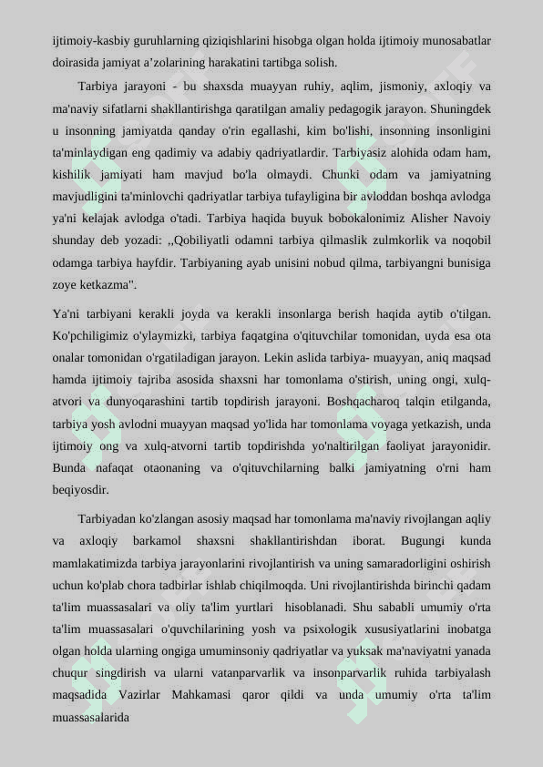Tarbiya jarayonining mohiyati va mazmuni 2