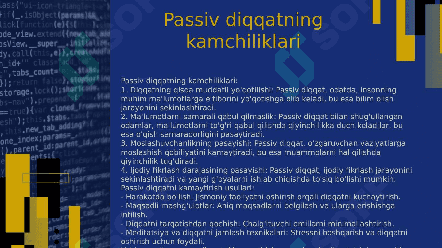 Diqqat turlari va uning xususiyatlari 7