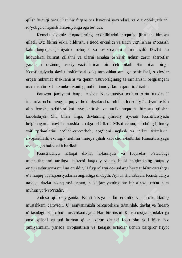 KONSTITUTSIYA ‐ ERKIN VA FAROVON HAYOT GAROVI mavzusida maqola 2