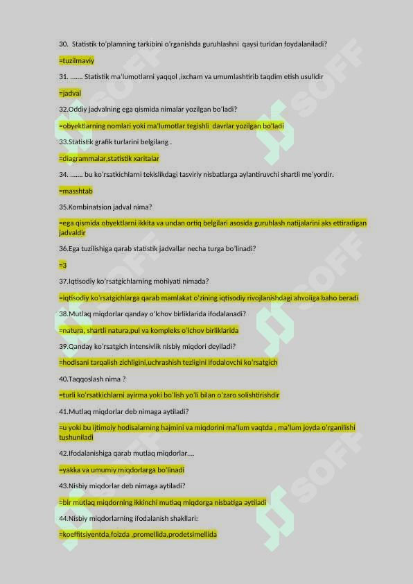 statiska fanida oraliq nazorat test savollari va javoblari docx 3