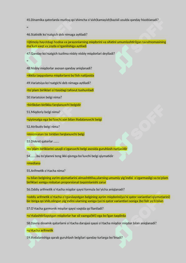 statiska fanida oraliq nazorat test savollari va javoblari docx 4