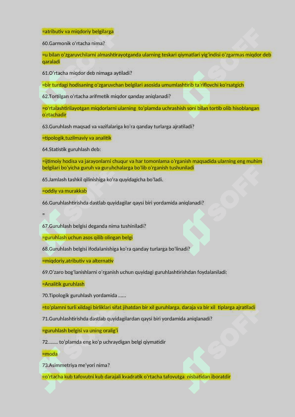 statiska fanida oraliq nazorat test savollari va javoblari docx 5