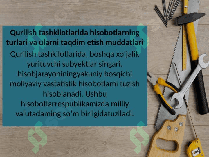 Qurilish tashkilotlarida moliyaviy hisobotlarni tayyorlash va tuzish 2