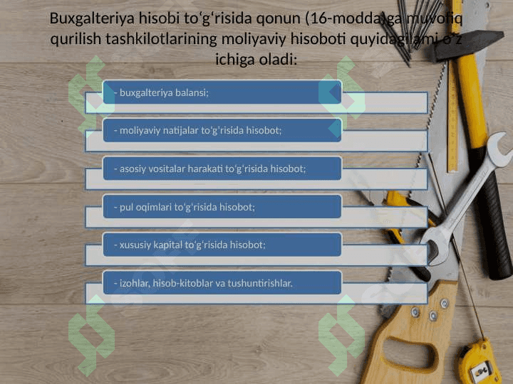 Qurilish tashkilotlarida moliyaviy hisobotlarni tayyorlash va tuzish 3