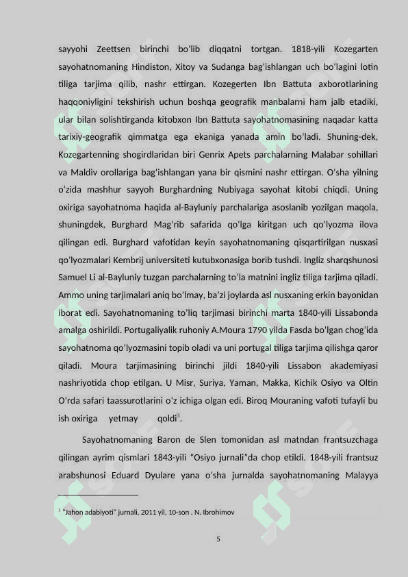IBN BATTUTANING O’RTA OSIYOGA SAYOHATI KURS ISHI 5