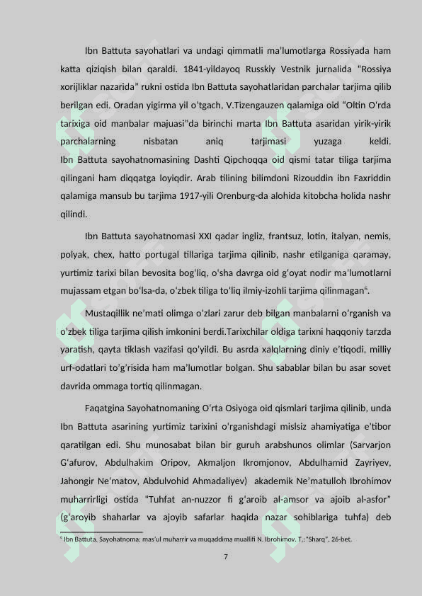 IBN BATTUTANING O’RTA OSIYOGA SAYOHATI KURS ISHI 7