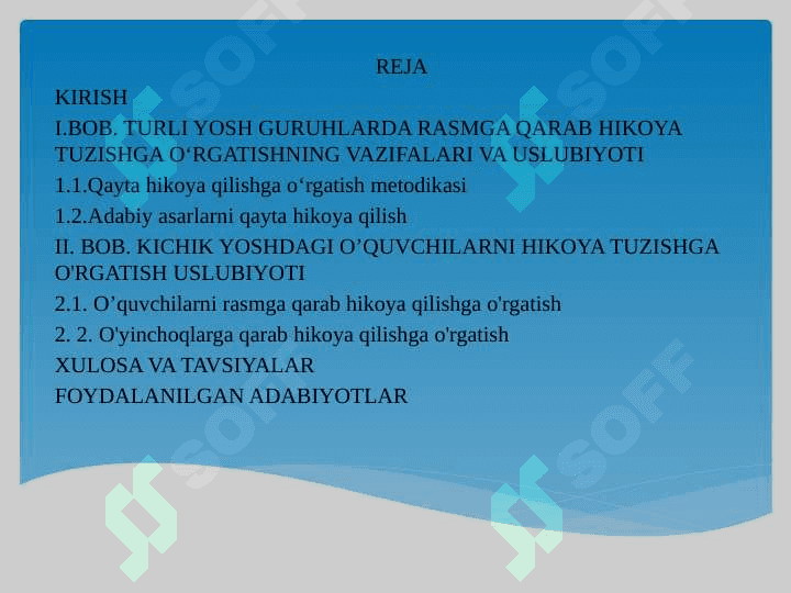 TURLI YOSH GURUHLARDA RASMGA QARAB HIKOYA TUZISHGA O‘RGATISHNING 2