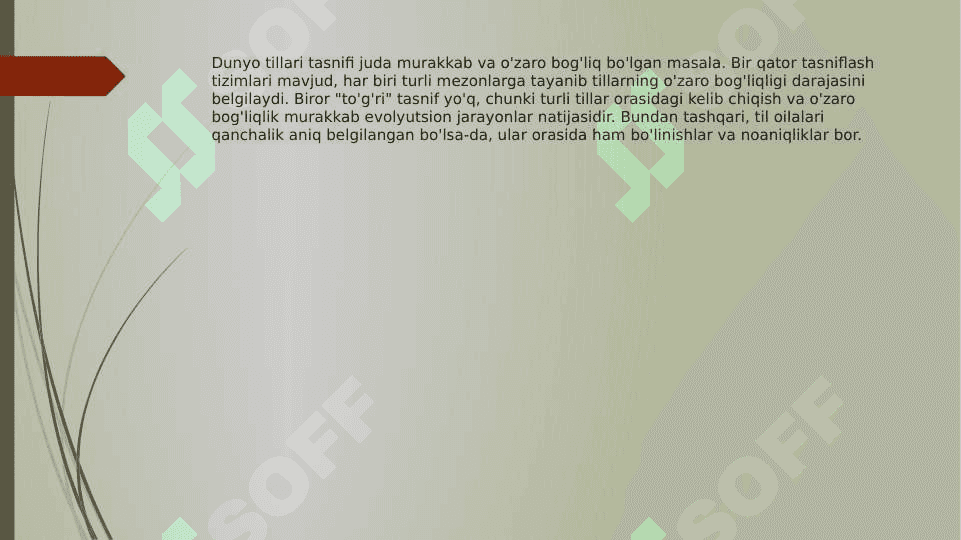 Dunyo tillari tasnifi va tavsifi 2