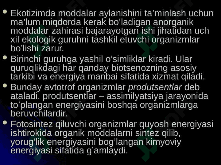 Biotsenoz biogeotsenoz ekotizimlarning tuzilmalari va xususiyatlari 8