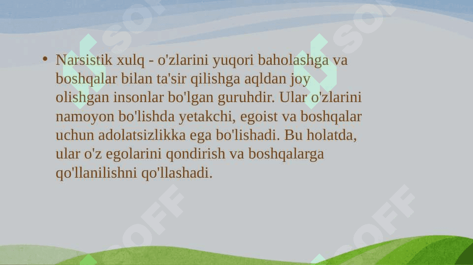 nartsistik xulq. 2
