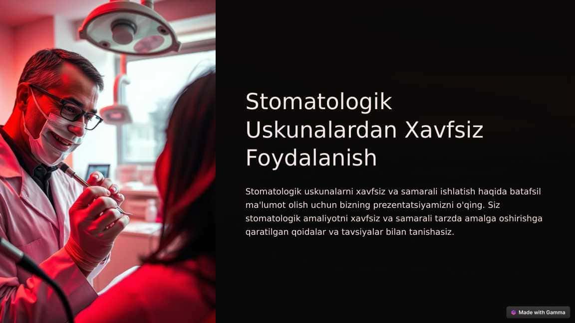 Stomatologik Uskunalardan Xavfsiz Foydalanish