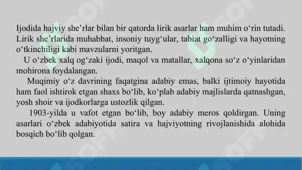 Muqimiyning adabiy merosi. Taqdimot 12 bet. 4