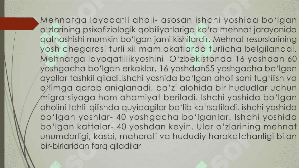 Mehnat salohiyati va undan foydalanish 8