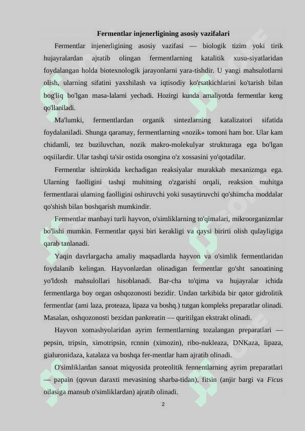 Fermentlar muhandisligi 2
