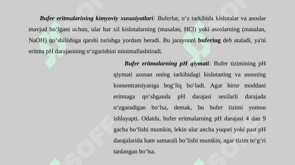 Bufer eritmalar. Ularni tayyorlash va saqlash sharoitlari 5