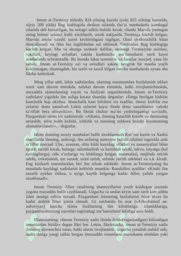 “IMOM AT-TERMIZIY XAYOTI IJODI” 2