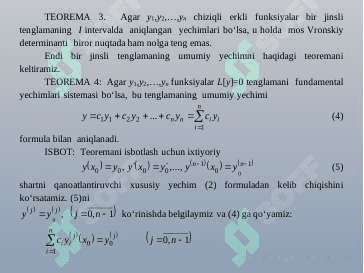 YUQORI TARTIBLI CHIZIQLI DIFFERENSIAL TENGLAMALAR 8