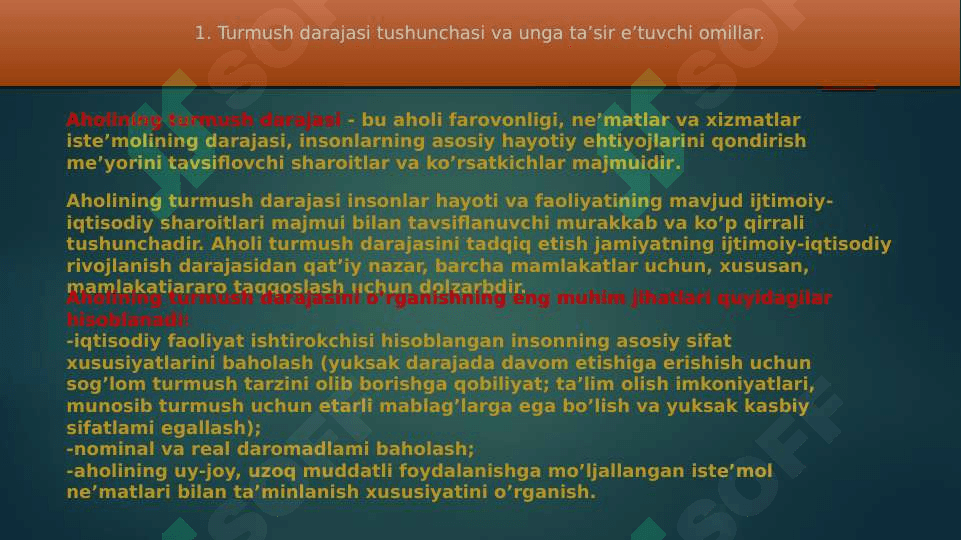 AHOLINING TURMUSH DARAJASIVA DAROMADLARI 2