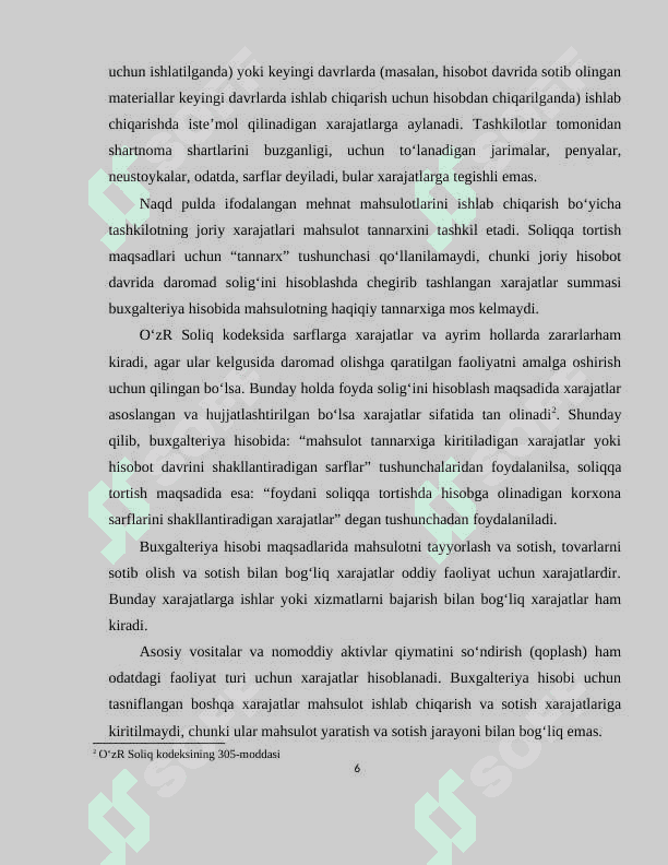 Materiallar xarajatining hisobi 6