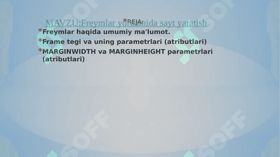 Freymlar yordamida sayt yaratish 2