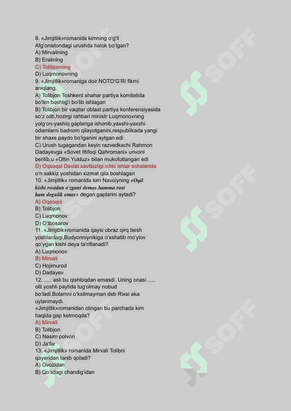 Jimjitlik romani savol javoblar 2