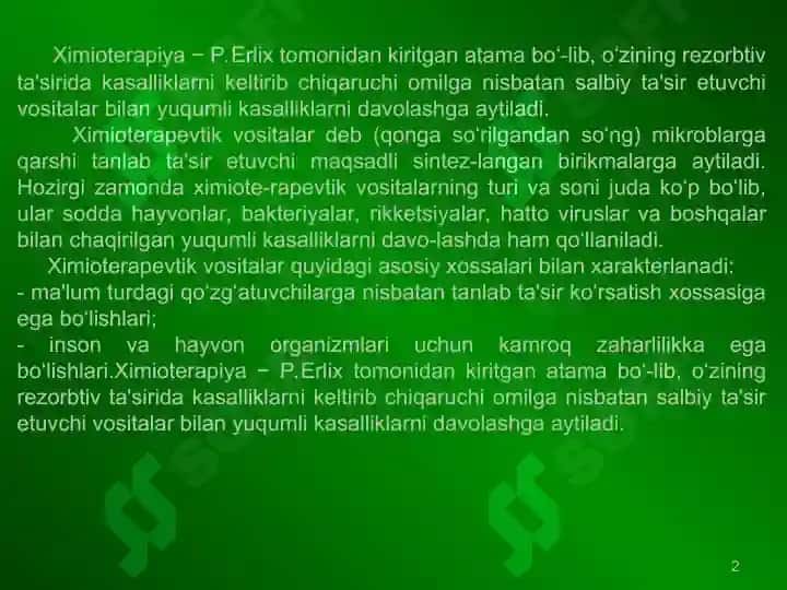 Ximioterapevtik vositalar 2