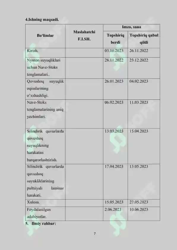Quvurlarda qovushoq suyuqlik oqimini tadqiq qilish 7