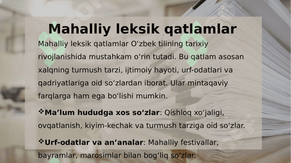 O‘zbek Tilining Leksik Qatlamlari 4