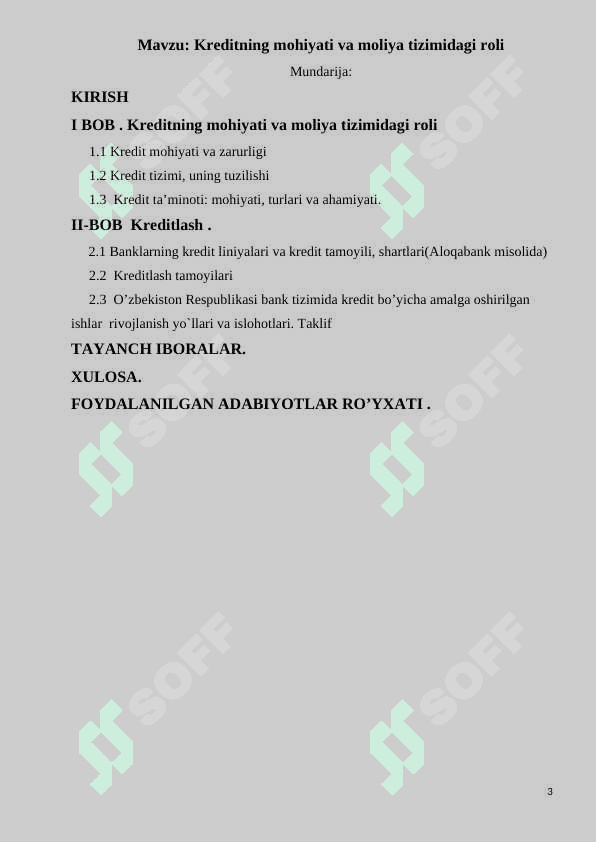 Kreditning mohiyati va Moliya tizimidagi roli 3