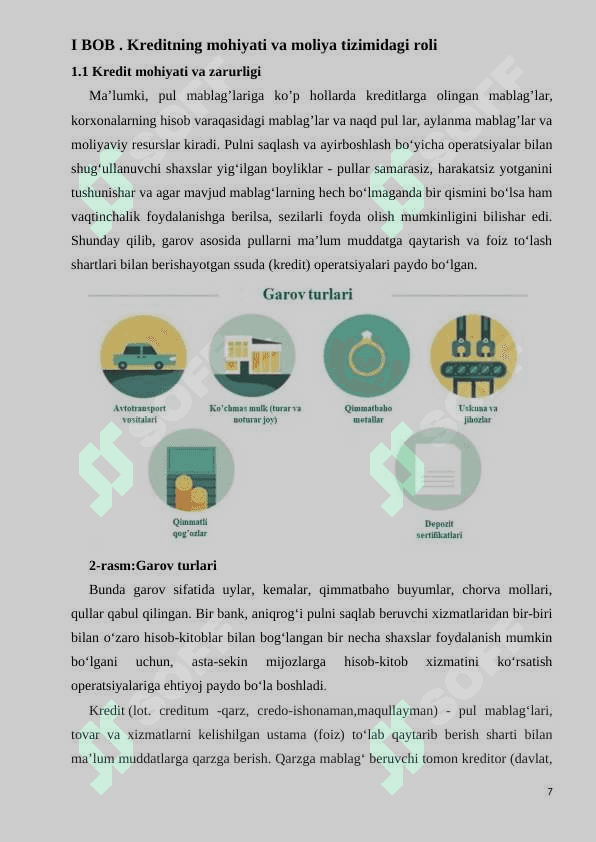 Kreditning mohiyati va Moliya tizimidagi roli 7