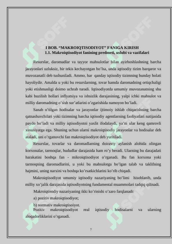 Makroiqtisodiyot uning maqsadlari va vazifalari. 7