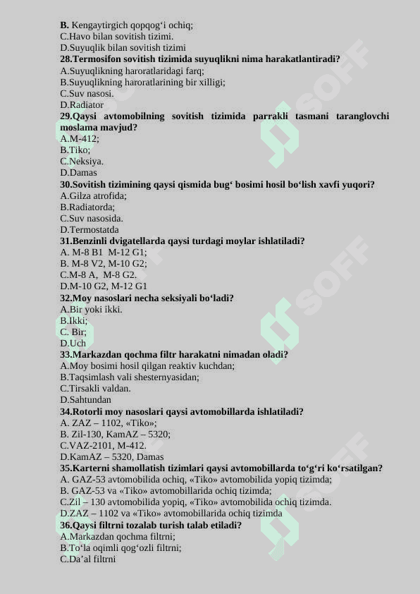 Avtomobil dvigatellari TEST 4