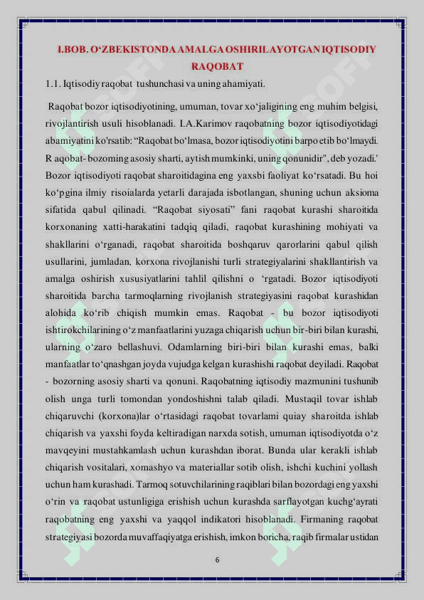 Iqtisodiy raqobat mohiyati, uni amalga oshirish zarurati 6