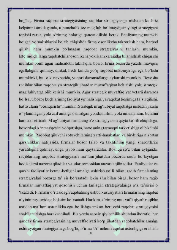 Iqtisodiy raqobat mohiyati, uni amalga oshirish zarurati 8