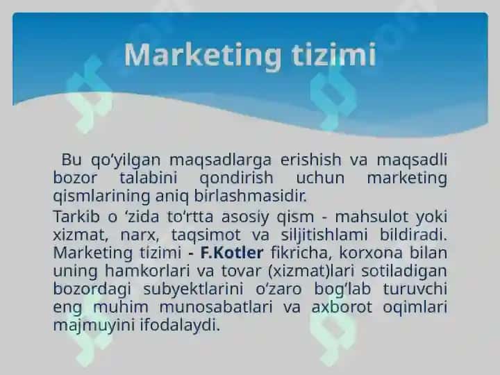 Marketing tizimi va sohasi 2