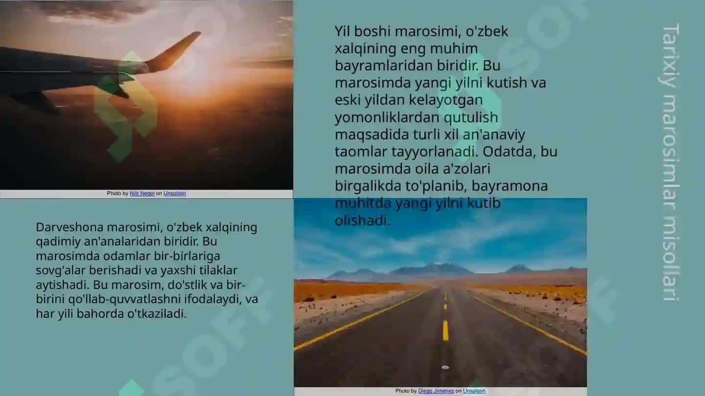 Turli hududlarda o‘tkaziladigan marosimlar, urf-odatlar haqida 6