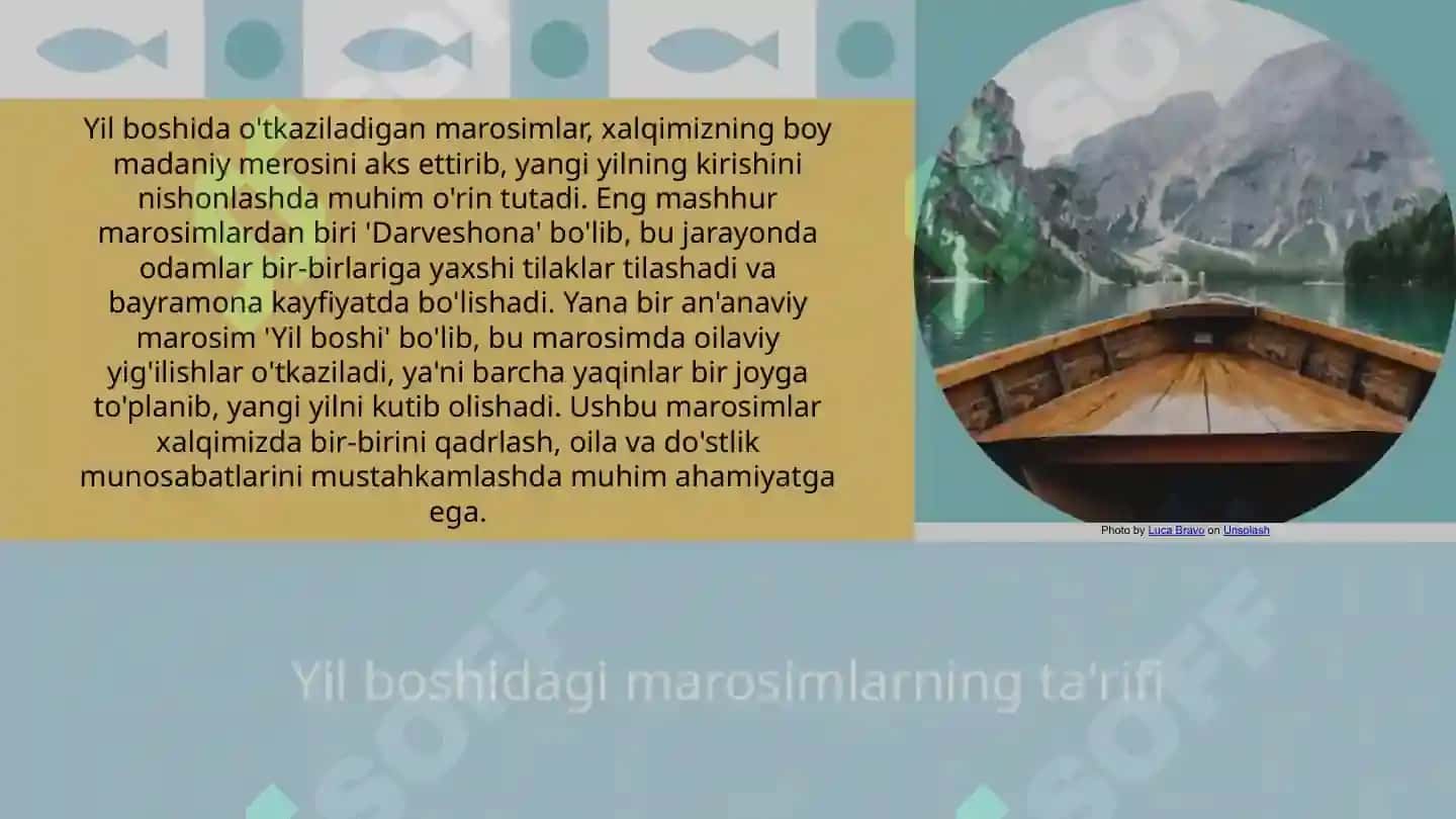 Turli hududlarda o‘tkaziladigan marosimlar, urf-odatlar haqida 7