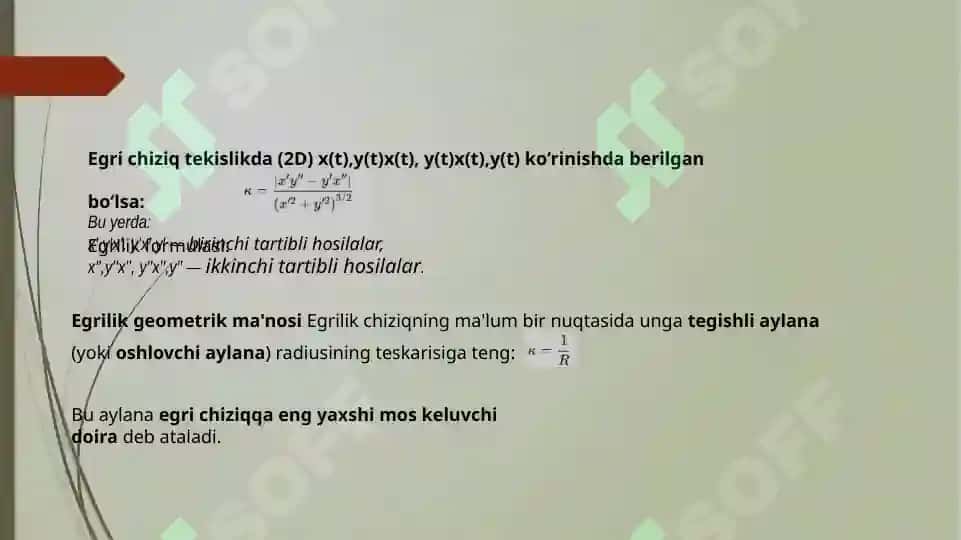 Egri chiziqning egriligi va buralishi 3