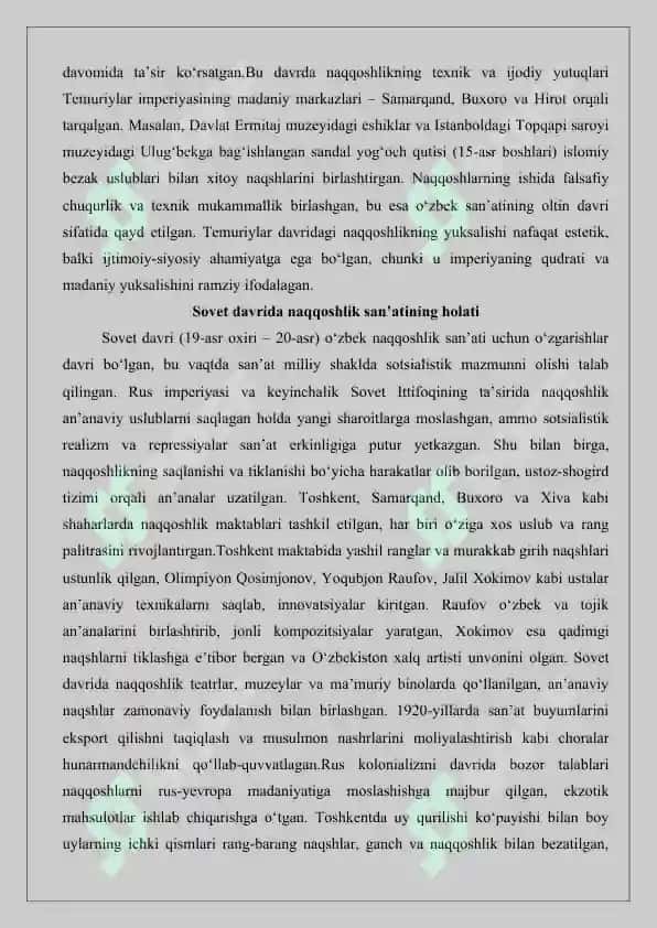 Mustaqillik naqqoshlik san’ati. 6