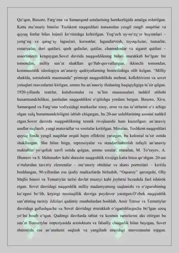 Mustaqillik naqqoshlik san’ati. 7