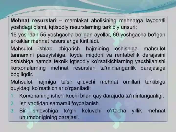 MEHNAT RESURSLARI BILAN TA’MINLANGANLIK VA MEHNAT UNUMDORLIGI TAHLILI 4