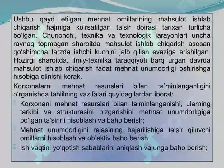 MEHNAT RESURSLARI BILAN TA’MINLANGANLIK VA MEHNAT UNUMDORLIGI TAHLILI 5