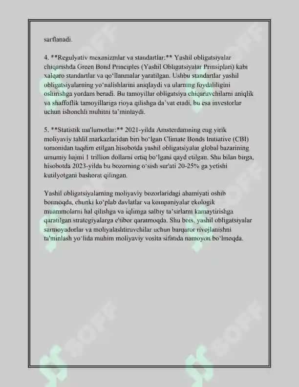 JAHON MOLIYA BOZORIDA YASHIL OBLIGATSIYALARNING O’RNI 4