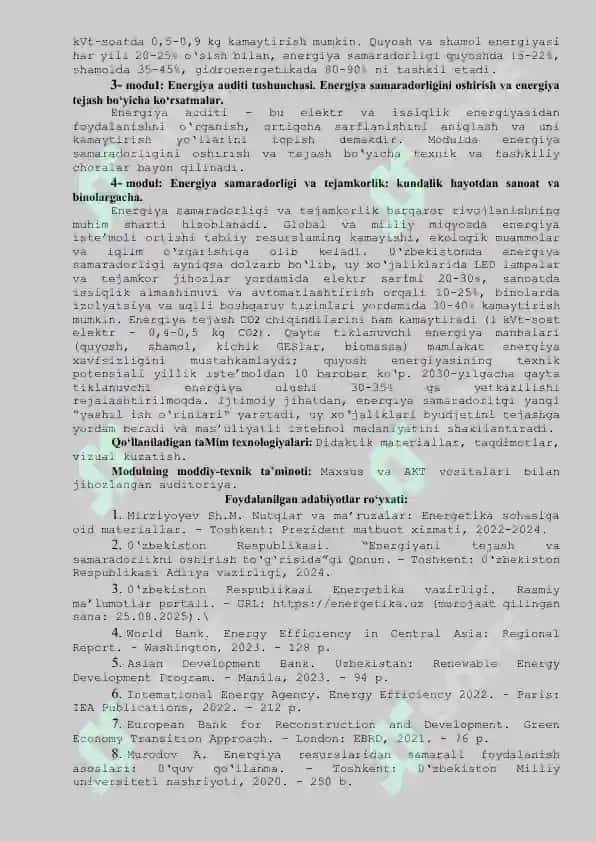 Energiya sarfi tejamkorligi maxsus kursi 5