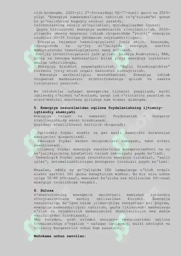 Energiya sarfi tejamkorligi maxsus kursi 8