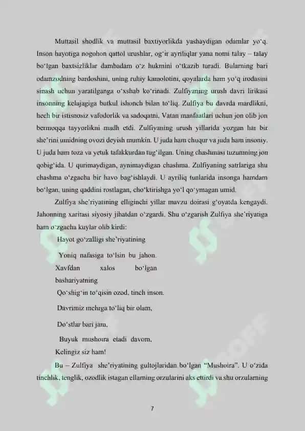 Zulfiya she’riyatida ayol mavzusining analizi 6