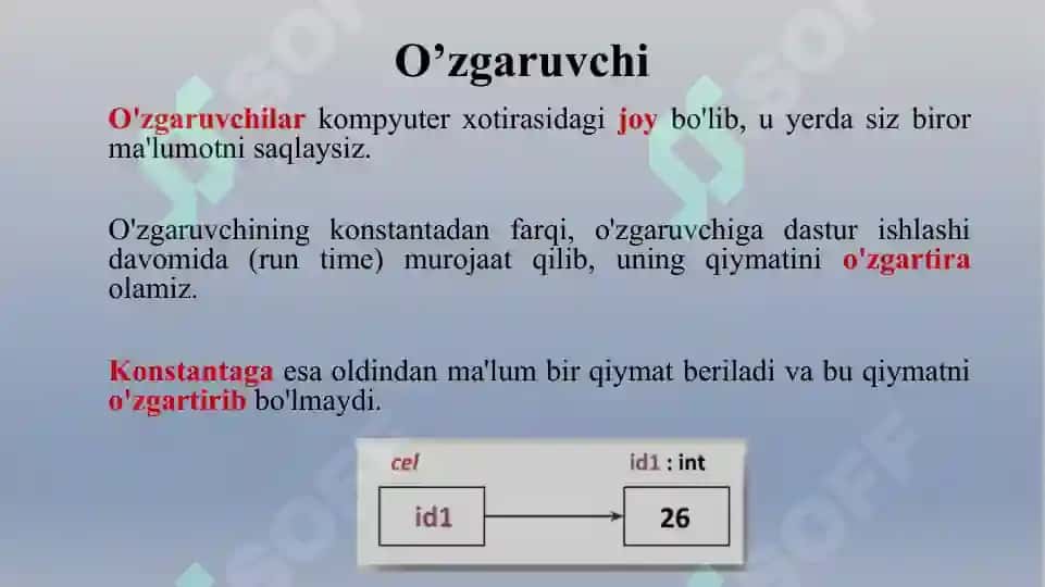 Pythonda o’zgaruvchilar 2